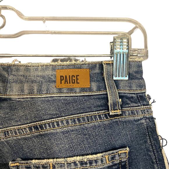 Paige Blue Fringe Side Panel Raw Hem Julia Skinny Ankle Denim Jeans Women Sz 24 - Picture 10 of 11
